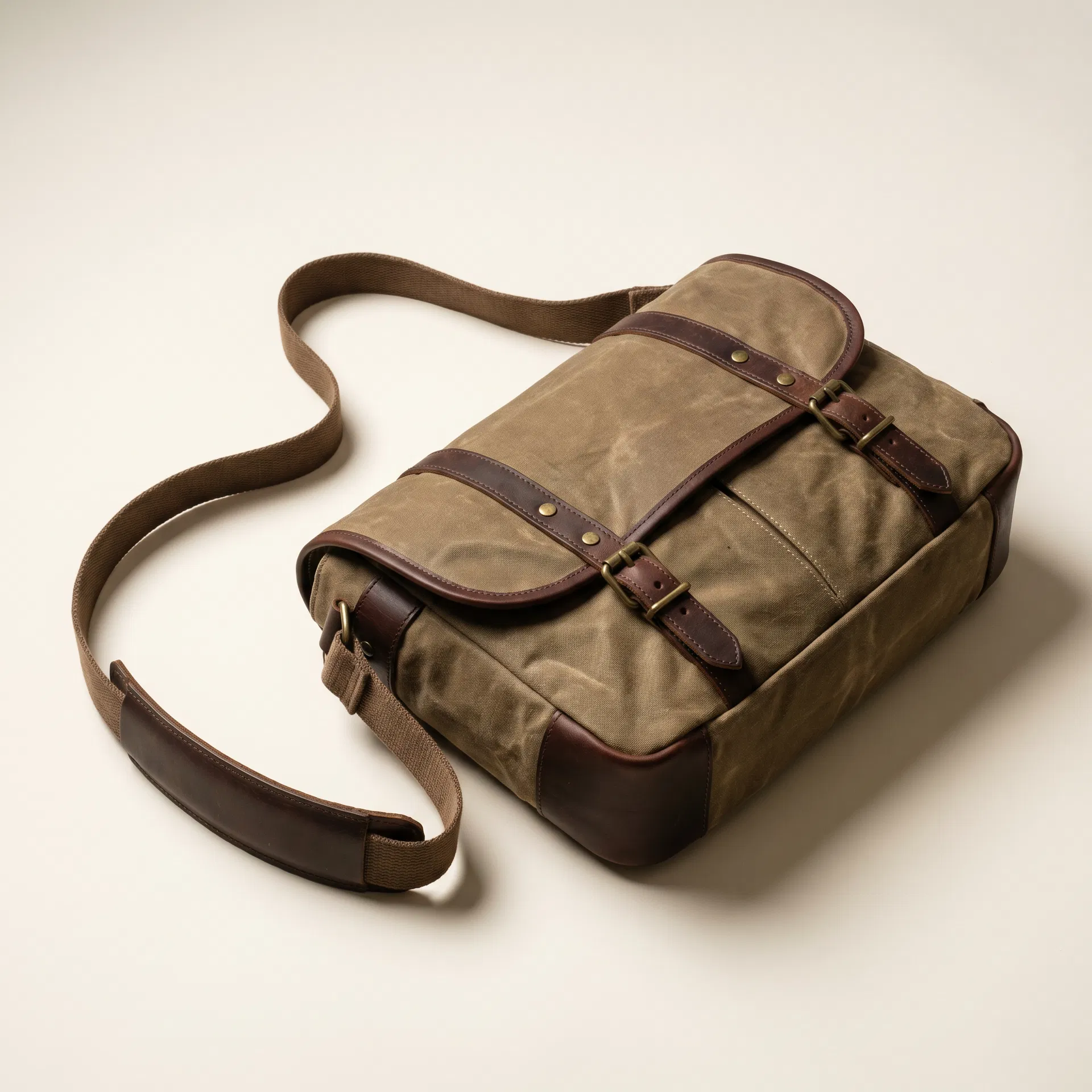 Waxed canvas field messenger bag